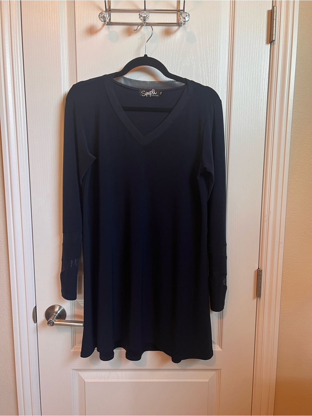 Sympli Navy V-Neck Long Sleeve Swing Tunic